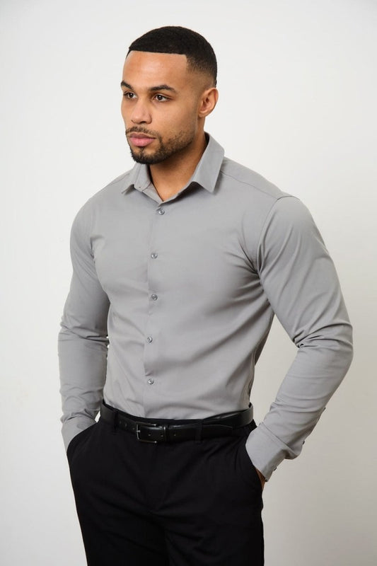 Athletic Fit Dress Shirt in Grey