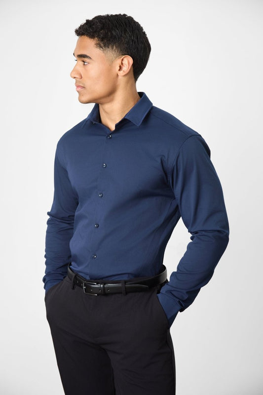 Athletic Fit Dress Shirt in Navy Blue